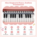 25-Key Pink Keyboard Piano with Stool and Microphone, keyboard sounds and controls