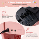 25-Key Pink Keyboard Piano with Stool and Microphone, battery and USB power options
