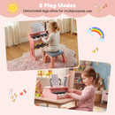 25-Key Pink Keyboard Piano with Stool and Microphone, floor and tabletop configurations