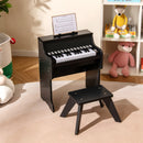 Black 25-key upright toy piano and stool with light-up keys, view 2