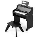 Black 25-key upright toy piano and stool with light-up keys, view 4