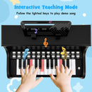 Black 25-key upright toy piano and stool with light-up keys, view 7
