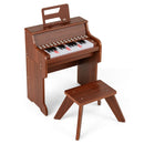 Brown 25-key upright toy piano and stool with light-up keys, view 3