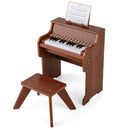 Brown 25-key upright toy piano and stool with light-up keys, view 4