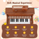 Brown 25-key upright toy piano and stool with light-up keys, view 6