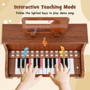 Brown 25-key upright toy piano and stool with light-up keys, view 7