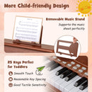 Brown 25-key upright toy piano and stool with light-up keys, view 8