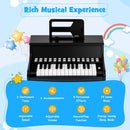 Black 25-key upright toy piano with light-up teaching keys, view 6