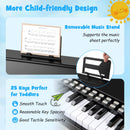 Black 25-key upright toy piano with light-up teaching keys, view 8