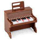 Brown 25-key upright toy piano with light-up teaching keys, view 3
