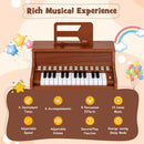 Brown 25-key upright toy piano with light-up teaching keys, view 6