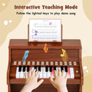 Brown 25-key upright toy piano with light-up teaching keys, view 7