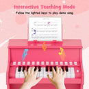 Pink 25-key upright toy piano with light-up teaching keys, view 8
