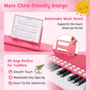 Pink 25-key upright toy piano with light-up teaching keys, view 9