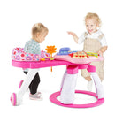 Pink activity centre and wheeled seat