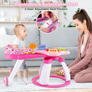 Pink activity centre seat adjustment