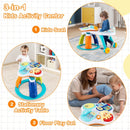 White activity centre tabletop and floor-play configurations