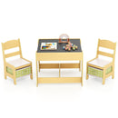 3-in-1 Kids Activity Table and Two Chairs with Storage – Green storage-box colourway