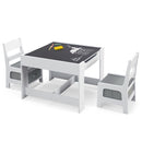 3-in-1 Kids Activity Table and Two Chairs with Storage – Grey table and two chairs