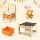 3-in-1 Kids Activity Table and Two Chairs with Storage – Natural set dimensions