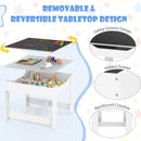 3-in-1 Kids Activity Table and Two Chairs with Storage – reversible removable tabletop