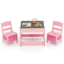 3-in-1 Kids Activity Table and Two Chairs with Storage – Rose table and two chairs