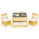 3-in-1 Kids Activity Table and Two Chairs with Storage – Yellow storage-box colourway