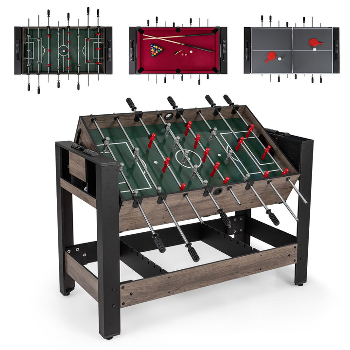 3-in-1 Swivel Foosball, Pool and Table Tennis Set, Brown, view 3