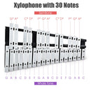 30-Note Folding Glockenspiel with Carry Bag: thirty notes and two-row layout