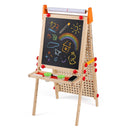 4-in-1 Adjustable Wooden Art Easel with Ball Track – chalkboard side