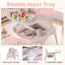 4-in-1 Baby High Chair with Adjustable Footrest – double-layer tray with two depths and rear storage