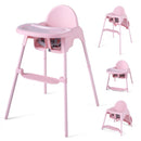4-in-1 Baby High Chair with Adjustable Footrest – Pink high chair and low chair configurations