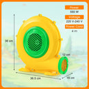 550W Electric Air Blower for Inflatables – Dimensions, voltage, power and outlet