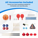 6-in-1 Family Games Table, Blue/Black/White, full included accessories
