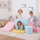 6-Piece Velvet Foam Climbing Play Set – Light Pink – detail view