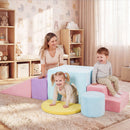 6-Piece Velvet Foam Climbing Play Set – Light Pink – detail view