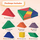 7-Piece Geometric Foam Play Set with Storage Strap – dimensions and inventory of the seven foam shapes