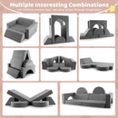 Grey eight-piece modular kids play sofa, alternative component arrangements