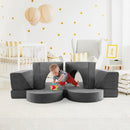 Grey eight-piece modular kids play sofa, supervised play arrangement