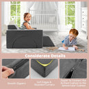 Grey eight-piece modular kids play sofa, connecting zips and cover details