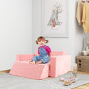Pink eight-piece modular kids play sofa, seating example