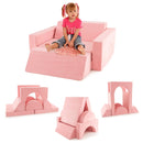 Pink eight-piece modular kids play sofa, sofa and building configurations