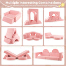 Pink eight-piece modular kids play sofa, alternative component arrangements