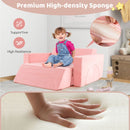 Pink eight-piece modular kids play sofa, sponge-filled cushions