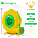 950W Electric Air Blower for Inflatables – Dimensions, voltage, power and outlet
