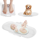 Scale shown with baby tray and with tray removed for adult platform weighing