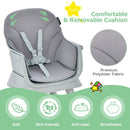Grey convertible high chair, removable cushion and harness