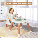 Khaki convertible high chair, child chair and table setting