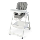Grey folding high chair, whole chair with tray and cushion