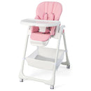 Pink folding high chair, whole chair with tray and cushion